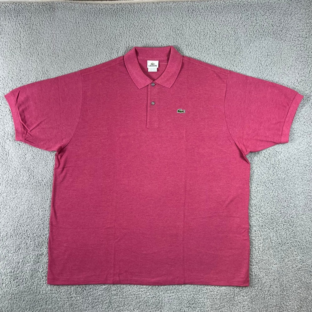 Lacoste Polo Shirt Men's US Size 4XL Pink Heather Cotton Short Sleeve VTG NWT‎